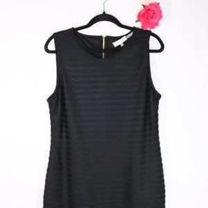 Calvin Klein Dress Size 14 Black Sheath Sleeveless Fitted Stripes Knee Length